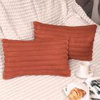2 Pack 12x20 Pillow Cover Velvet Pillow Covers, Faux Fur Oblong Throw Pillow Covers for Living Room Decorations Throw Pillow Case, Throw Pillow Cover Cushion Cover for Home Sofa Bedroom Car, Rust