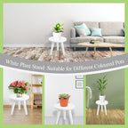 2PCS Samll Plant Stand Indoor/Outdoor for Plants,Wood White Planter Stands Holder Mid Century Pedestal Shelf,Sturdy Short Flower Rack Boho Short Plant Table 8.6"Tall Wooden Plants Stool for Garden