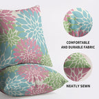 Blue Pink Green Spring Pillow Covers 24X24 Inch Set of 2, Modern Dahlia Floral Print Decorative Throw Pillow Covers Outdoor Farmhouse Cushion Case for Home Couch Sofa Bed Decoration