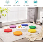 Costzon 6-Piece 15 inch Kids Floor Cushion, 2" Thick Waterproof Daycare Preschool Hexagon Foam Cushion with Handle for Toddlers, Soft Flexible Seating for Classroom, Home, Kindergarten or Nursery