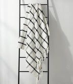 CREVENT 50"X60" Farmhouse Breathable Soft and Warm Chenille Plaid Throw Blanket for Sofa Couch Bed, Home Decoration Throw with Tassles (Black & White)