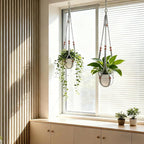 35 Inch Macrame Plant Hanger, Large for up to 15 Inch Pot Extra Long Hanging Planter Holder Basket with Wood Beads for Indoor Outdoor Home Decor (Grey, 2-Pack)