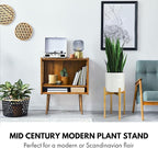 Fox & Fern Adjustable Tall Plant Stand Indoor — 8 to 12 Inch Mid Century Bamboo Plant Stand with Adjustable Width - Plug In Design - Easy to Assemble - Two Heights - For 8, 9, 10, 11 & 12 In Pots