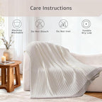 WRENSONGE Striped Throw Blanket, White Soft Cozy Fluffy Warm Hand Made Throw Blankets for Couch, Sofa, Chair, Bed, Camping, Picnic, Travel Lightweight Bed Blanket - 60"*80"
