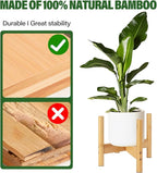 RETON Wood Plant Stand Indoor, Mid Century Modern Indoor Plant Stand, Wooden Plant Holder, Modern Bamboo Flower Pot Stand for Indoor, Outdoor, Garden, Yard, Office (7.87in, Small)