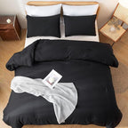ROSGONIA Oversized King Comforter 120x120, 3pcs Super King Comforter (1 Black Comforter & 2 Pillowcases) Lightweight Warm Bedding Set Blanket Quilt
