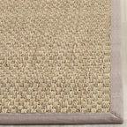 SAFAVIEH Area Rug 8' Square - Natural Fiber Collection - Natural & Grey, Seagrass, Basketweave Pattern with Border (NF114P)