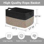Goodpick Large Blanket Basket, 22" x 17" x 12" Wicker Storage Baskets for Organizing, Rectangle Nursery Basket for Toys Storage, Dirty Clothes Baskets for Living Room, Bedroom