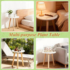 Plant Stand Indoor/Outdoor for Plants,Wood White Planter Stands Holder Mid Century Pedestal Shelf,Sturdy Short Flower Rack Boho Short Plant Table 15.7"Tall Wooden Plants Stool for Garden,Patio