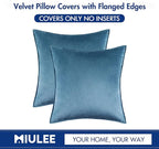 MIULEE Light Blue Velvet Throw Pillow Covers 18x18 Soft Decorative Solid Square Cushion Cases Pack of 2 Modern Luxury Home Decor for Couch, Sofa, Bedroom