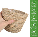 10 PCS Seagrass Plant Baskets with Plastic Liners, Woven Planter Basket Set for Indoor and Outdoor Plants, Wicker Flower Pot Covers Plant Container sand Storage Baskets for Home and Farmhouse Decor