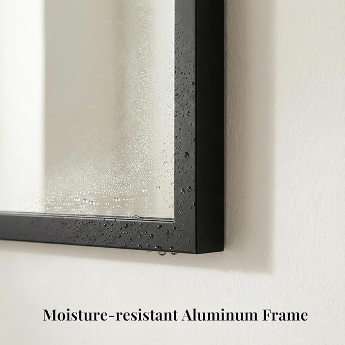 30''x30'' Square Black Bathroom Mirror, Matte Metal Framed Wall Mirror, Modern Geometric Vanity Mirror for Double Sink, Farmhouse Decor, Flush Mount