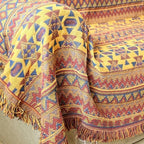 Boho Throw Blanket Couch Chair Cover, 100% Cotton Southwestern Aztec Home Decor Throw - Reversible All Season Blanket for Bed Sofa Tapestry Outdoor Travel Camping. 91″×134″