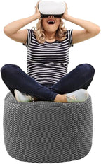 Unstuffed Pouf Ottoman Cover Handmade Footstool Ottoman Storage Solution Floor Pouf Footrest Cushion 20Diameterx12Height Inches for Living Room Wedding Dark Gray