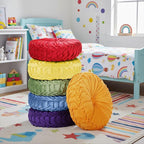 Yerliker 6 Pcs Floor Pillow Cushions 15inch Round Velvet Throw Pillows Colorful Flexible Cushions Alternative Pillows for Couch Chair Living Room Bedroom Home Office Decor(Bright Color)