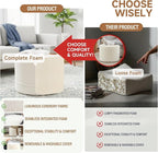 Tiita Round Stuffed Pouf Ottoman, Plush Poufs with Foam Chunk Filling, Foot Rest Stool for Living Room, Cream