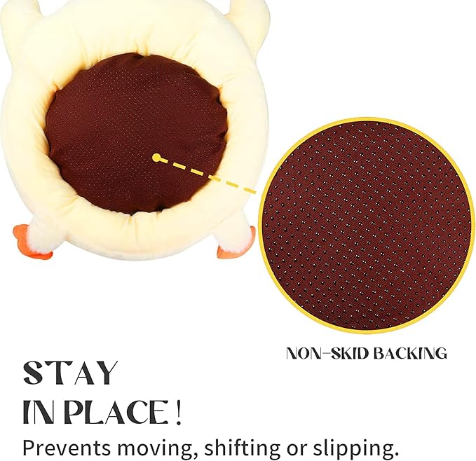 XIAOHONG Cute Seat Cushion with Backrest, Gaming Chair Cushion Kwaii Cartoon Animal Plush, Comfy Chair Cushion Plush Non Slip Floor Cushions Seating for Kitchen Office Bedroom