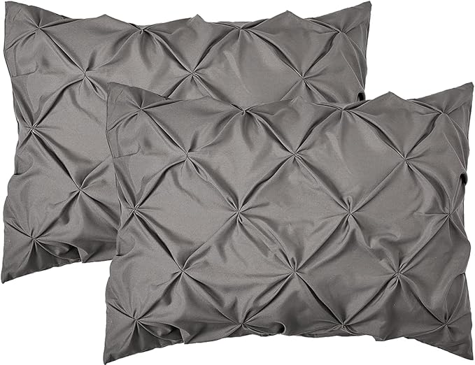 Elegant Comfort 2-Pack Sham Set Pinch Pleat Design, 1500 Premium Hotel Quality Microfiber, Stylish Design-Easy Care, Wrinkle and Stain Resistant, 2-Piece Sham Set, Pleated Standard/Queen, Grey