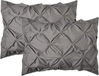 Elegant Comfort 2-Pack Sham Set Pinch Pleat Design, 1500 Premium Hotel Quality Microfiber, Stylish Design-Easy Care, Wrinkle and Stain Resistant, 2-Piece Sham Set, Pleated Standard/Queen, Grey
