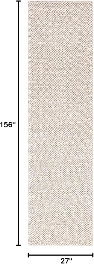SAFAVIEH Natura Collection Runner Rug - 2'3" x 13', Grey & Ivory, Handmade Wool Blend, Textured Design, Ideal for Hallway, Bedroom, Foyer (NAT425F)