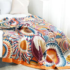 Boho Blanket for Bed 100% Cotton Bohemian Throw Blankets Ultra Soft Woven Muslin Decorative Blankets All Seasons Vintage Quilt Knitted Blanket for Sofa Chair (Colorful, 50"x60")