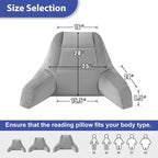 Reading Pillows for Sitting in Bed Adult, Back Pillow for Bed Sitting Up, Backrest Pillows with Shredded Foam for Adult&Teens, Support Pillow with Arms for Beds, Couch, Floor, 24in, Grey
