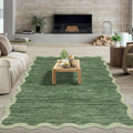 GarveeHome Scalloped Washable Rugs 8x10 Area Rugs for Living Room Modern Non Slip Throw Rugs Large Rug for Bedroom Low Pile Non Shedding Stain Resistant Carpet for Dining Room 8'x10' Green