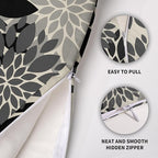 Black Grey Gray Pillow Covers 16X16 Inch Set of 2, Dahlia Flower Spring Summer Floral Cream Decorative Throw Pillow Covers Outdoor Modern Farmhouse Cushion Case for Home Couch Sofa Bed Decor