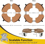 Goovilla Plant Stand with Wheels Heavy Duty, 2Pack Adjustable 15-22 Plant Caddy with Lockable Caster Wheels 440LBS, Rolling Plant Stand/Dolly/Roller for Indoor Outdoor Large Planter, Flower Pot,Khaki