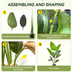 Bird of Paradise Plant Artificial 4ft, Faux Banana Leaf Tree with 9 Trunks in Pot and Woven Seagrass Belly Basket - The Perfect Silk Faux Plant for Indoor Outdoor House Living Room Decor