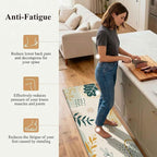 Boho Kitchen Rug Mats for Floor Cushioned Anti Fatigue Green Kitchen Rugs Sets of 2 Botanical Non Slip Waterproof Comfort Memory Foam Standing Floor Mat for Office Laundry Sink Desk