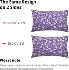 Purple Pillow Covers 12x20 Set of 2 Vintage Floral Rustic Old Style Cute Flower Print Rectangle Decorative Outdoor Pillowcases Seasonal Farmhouse Throw Cushion Case Couch Sofa Bed Decor