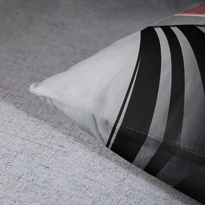 Emvency Set of 4 Throw Pillow Covers Modern Abstract Red Stripes Gray Black White Acrylic Bold Grey Decorative Pillow Cases Home Decor Square 18x18 Inches Pillowcases