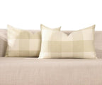 CARRIE HOME Beige Cream Buffalo Plaid Lumbar Pillow Covers 12x20 Set of 2 Neutral Checkered Pillow Covers 12 x 20 Outdoor Farmhouse Lumbar Pillow Covers for Couch, Sofa and Patio
