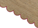 Weaving Cottage Scalloped Natural Jute Area Rug | Beige & Red, 2X3 FT Handwoven Jute Doormat | Eco-Friendly, Durable, and Stylish | Perfect for Living Room, Bedroom, and Entryway