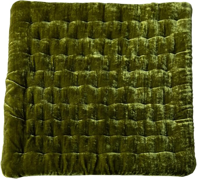 vctops Luxury Velvet Square Chair Pad Thin Soft and Comfy Chair Cushion Tufted Indoor Seat Cushion Pillow Tatami (Green,17"x17")