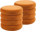 Flouki 19.5" Storage Ottoman Round, Vanity Stools for Bedroom, Entryway Ottoman for Console Table, Ottoman Stool for Girls Women, Foot Stool for Living Room, Set of 2, Velvet Orange