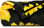MACEVIA Sunflower Blankets Gifts for Women, Flannel Fleece Sunflower Gift, Floral Throw Blanket for Couch Bed Sofa, Soft Cozy Warm Lightweight Blankets for Travel Camping 260GSM (50"x60")