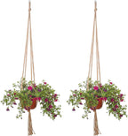 EBOOT 2 Pack 48 Inch Large Macrame Plant Hanger Rope to Hang Flower Pot Plant Holder for Indoor Outdoor Decorations, 4 Legs (Linen Color)