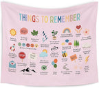 WARDOS Mental Health Pink Tapestry, Things to Remember Inspirational Tapestry Wall Hanging, Positive Affirmation Psychology Wall Blanket Decor for Therapy Calming Office Classroom, 50x60 Inch