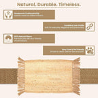Hand Woven Jute Braided Rug, – Natural, Reversible Boho Entry Area Rugs for Kitchen, Living Room I Farmhouse Indoor Outdoor Decorative Floor Rug - (6 x 9)