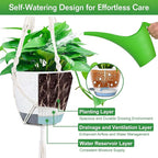 Hanging Planters for Indoor Plants with Self-Watering Hanging Pots for Plants, 2 Pack Macrame Hanging Plant Holders with Drainage Hole & Two Ceiling Hooks, Plant Hangers for Houseplants (7 Inch)