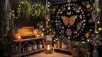 Aipon Orange Butterfly Moon Flower Tapestry Botanical Floral Plant Boho Tapestry for Bedroom Aesthetic Vintage Tapestries Wall Hanging for Living Room Dorm (60.00'' × 80.00'', Orange)