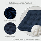 Floor Pillow for Sitting, Large Velvet Floor Seating Cushion for Adults, Tufted Big Pillow for Meditation, Yoga & Living Room, Machine Washable, 22x22 Inch, Navy