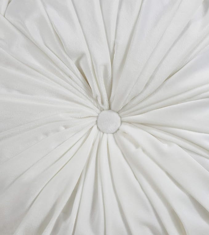 SARO LIFESTYLE Round Velvet Pintucked Poly Filled Throw Pillow (Set of 2)