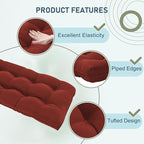 downluxe Outdoor Bench Cushion for Patio Furniture, Water Resistant Tufted Overstuffed Porch Swing Cushions, Thick Outdoor Loveseat Cushions, 48" X 18" X 5", Brick Red, Set of 1