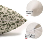 Olive Green Floral Pillow Covers 12x20 Set of 2 Vintage Rustic Old Style Cute Small Flower Green Cream Print Decorative Outdoor Pillowcases Farmhouse Throw Cushion Case Decor for Couch Sofa Bed