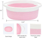 ABenkle Small Basket with Handles, Boho Decorative Rope Woven Dog Cat Toy Storage Bin Shelf Storage Organizer, Easter Christmas Gift Basket, 12"x8"x5", Pink