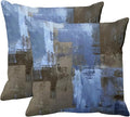 Emvency Set of 2 Blue Brown Painting Throw Pillow Covers Beige Office Contemporary Abstract Modern Design Retro Decorative Pillow Case Home Decor Standard Square 18x18 Inch Cushion Pillowcase