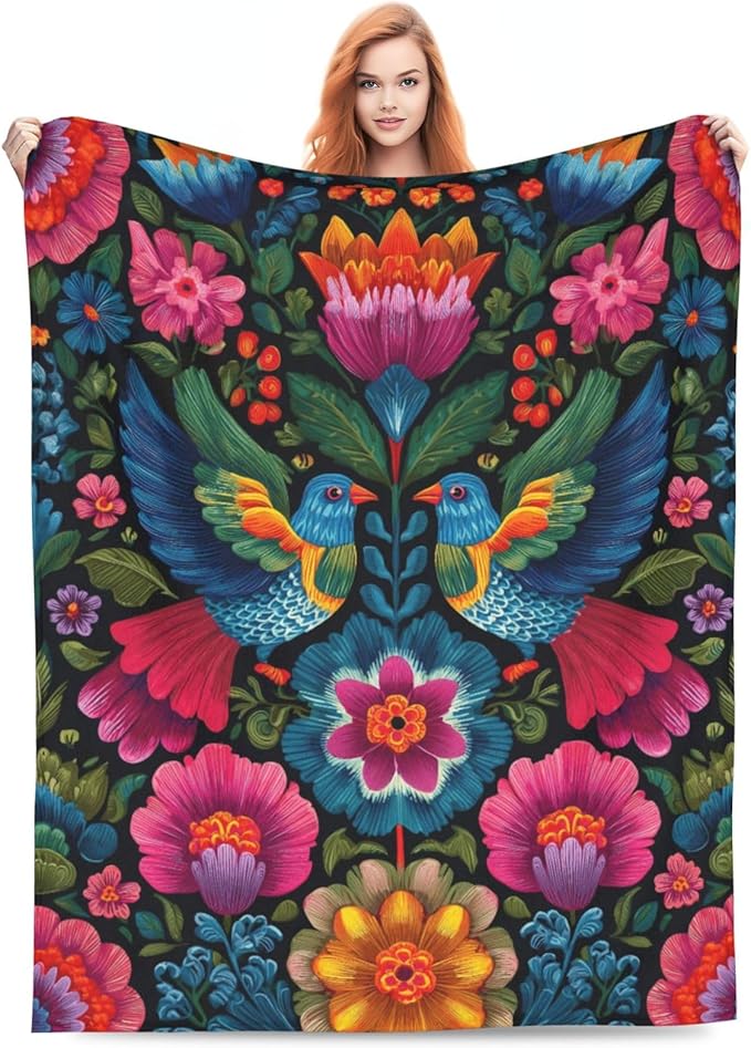 Mexico Bird Throw Blanket Soft Flannel Blanket 60"x50" in Bed Blanket Home Decor for Room Sofa Couch All Season